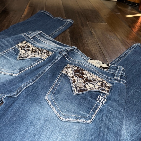 Miss Me Cow Print Studded Chloe Boot Jeans - Picture 2 of 6